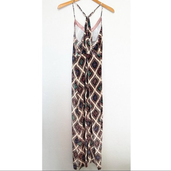 Chaser Velvet Paisley Maxi Sun Dress Size Small Halter Back Sleeveless EUC Tan - Picture 6 of 7